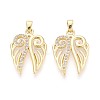 Brass Micro Pave Clear Cubic Zirconia Pendants KK-T075-82G-1