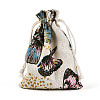 Butterfly Printed Polycotton(Polyester Cotton) Packing Pouches Drawstring Bags ABAG-T004-10x14-39-3
