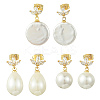 Brass Micro Pave Cubic Zirconia Stud Dangle Earrings for Women EJEW-JE07280-3