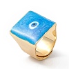 Square Enamel with Evil Eye Wide Band Finger Rings RJEW-A014-02G-01-2