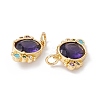 Rack Plating Brass Micro Pave Cubic Zirconia Pendants ZIRC-C040-10G-3