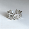 Hollow Out Shell Shape Brass Cuff Open Rings for Women WG8D7EC-01-2