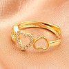 Brass Micro Pave Cubic Zirconia Cuff Rings for Women RJEW-Z113-26G-4