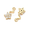 Brass Pave Cubic Zirconia Flower Charms KK-A286-16G-2