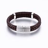 Leather Braided Cord Bracelets BJEW-E345-08A-P-3