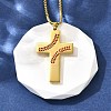 201 Stainless Steel Wheat Cross Pendant Box Chain Necklaces for Women Men NJEW-B124-01G-3