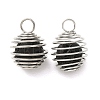 Iron Spiral Cage Natural Lava Rock Pendants PALLOY-JF05552-1