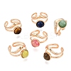 Round Natural & Synthetic Gemstone Finger Rings RJEW-N046-10-1
