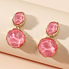Zinc Alloy Resin Dangle Stud Earrings FS-WG37519-05-1