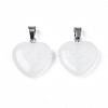Heart Natural White Jade Pendants LS-X-G-Q438-01-2