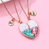 2Pcs Fashionable Alloy Resin BFF Glitter Heart Magnetic Pendant Necklaces for Women FS-WGCB8A0-01-4