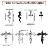 48Pcs 8 Style Tibetan Style & Gothic Style Alloy Pendants FIND-SC0007-27-2