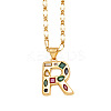 Brass Pave Colorful Cubic Zirconia Initial Pendant Necklaces FS-WG26597-18-1