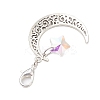 Alloy Moon & Glass Pendant Decorations HJEW-JM02689-06-4