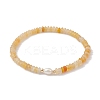Natural Yellow Agate Rondelle & Pearl Beaded Stretch Bracelets BJEW-JB09918-06-1