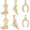 12Pcs 3 Style Brass Micro Pave Cubic Zirconia Pendants KK-BBC0019-41-1