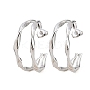 304 Stainless Steel Two-layer C-Shaped Stud Earrings EJEW-P324-11P-4