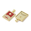 Brass Micro Pave Clear Cubic Zirconia Pendants KK-C045-09G-2