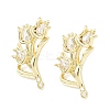 Brass Micro Pave Clear Cubic Zirconia Stud Earring Findings KK-Z106-02G-08-1