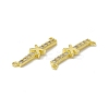 Rack Plating Brass Micro Pave Clear Cubic Zirconia Connector Charms KK-C007-37G-X-3