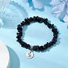 Natural Obsidian Chip Beaded Stretch Bracelets BJEW-JB11133-12-2