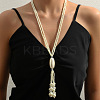 Plastic Pearl Beaded Tassel Y Necklaces for Women FS-WG09D66-04-1