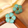 304 Stainless Steel Enamel Flower Stud Earrings EJEW-Z147-03G-2