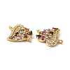 Brass Micro Pave Cubic Zirconia Connector Charms KK-H441-58G-3
