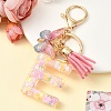 Resin & Acrylic & Faux Suede Tassel Keychain KEYC-YW00124-05-1
