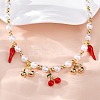 Brass Micro Pave Clear Cubic Zirconia Beaded Necklaces NJEW-Z059-04G-05-6