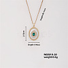 Elegant Vintage Brass Micro Pave Cubic Zirconia Oval with Flower Pendant Necklace for Women UW4443-2-1