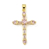 Cross Rack Plating Brass Cubic Zirconia Pendants KK-Z053-13G-03-1