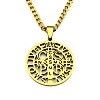 201 Stainless Steel Saint Benedict Medal Pendant Necklaces with Cuban Link Chains for Men FS-WG2A1DE-02-4