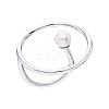 Elegant S925 Silver Freshwater Pearl Round Ring VB8352-1-1