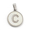 304 Stainless Steel with White Shell Pendants STAS-G268-01C-P-2