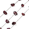 304 Stainless Steel with Dyed Natural Garnet Chip Link Chains CHS-G038-09P-03-1
