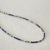 Natural African Turquoise(Jasper) and Lapis Lazuli Faceted Round Beaded Necklaces with 304 Stainless Steel End Chains WE3127-2-5