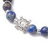 Natural Lava Rock & Mixed Gemstone Beads Stretch Bracelets BJEW-JB12869-4