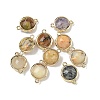 Brass Pave Natural Yellow Opal Faceted Flat Round Connector Charms G-U028-04G-11-1