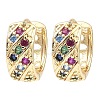 Brass with Colorful Cubic Zirconia Thick Hoop Earrings EJEW-D078-28KCG-1
