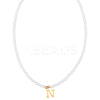 Imitation Pearl with Stainless Steel Pendants Necklaces NJEW-LP0001-51N-G-1
