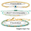 3Pcs 3 Styles Brass & Glass & Natural Green Aventurine Beaded Braclet Set WN5918-2-5