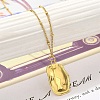 Ion Plating(IP) 304 Stainless Steel Textured Rectangle Pendant Necklaces for Women NJEW-K255-18G-3