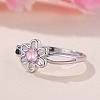 Flower Brass Micro Pave Pearl Pink Cubic Zirconia Finger Rings FS-WGCFB35-03-4