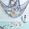 Cotton Fishing Net Decorative with Natural Shell & Jute Cord Pendant HJEW-WH0069-39-4