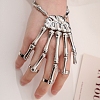 Halloween Themed Skull Alloy Full Hand Ring Bracelet BJEW-L680-01P-1