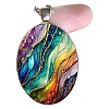 Zinc Alloy & Glass Oval Pendant Necklaces FS-WG171E2-01-4