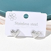 Textured Heart 304 Stainless Steel Stud Earrings EJEW-G453-06P-1