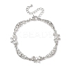 Brass Pave Clear Cubic Zirconia Bowknot and Hollow Moon Link Bracelets BJEW-D387-01P-4