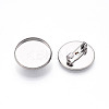 304 Stainless Steel Brooch Cabochon Settings X-STAS-E547-08D-P-1